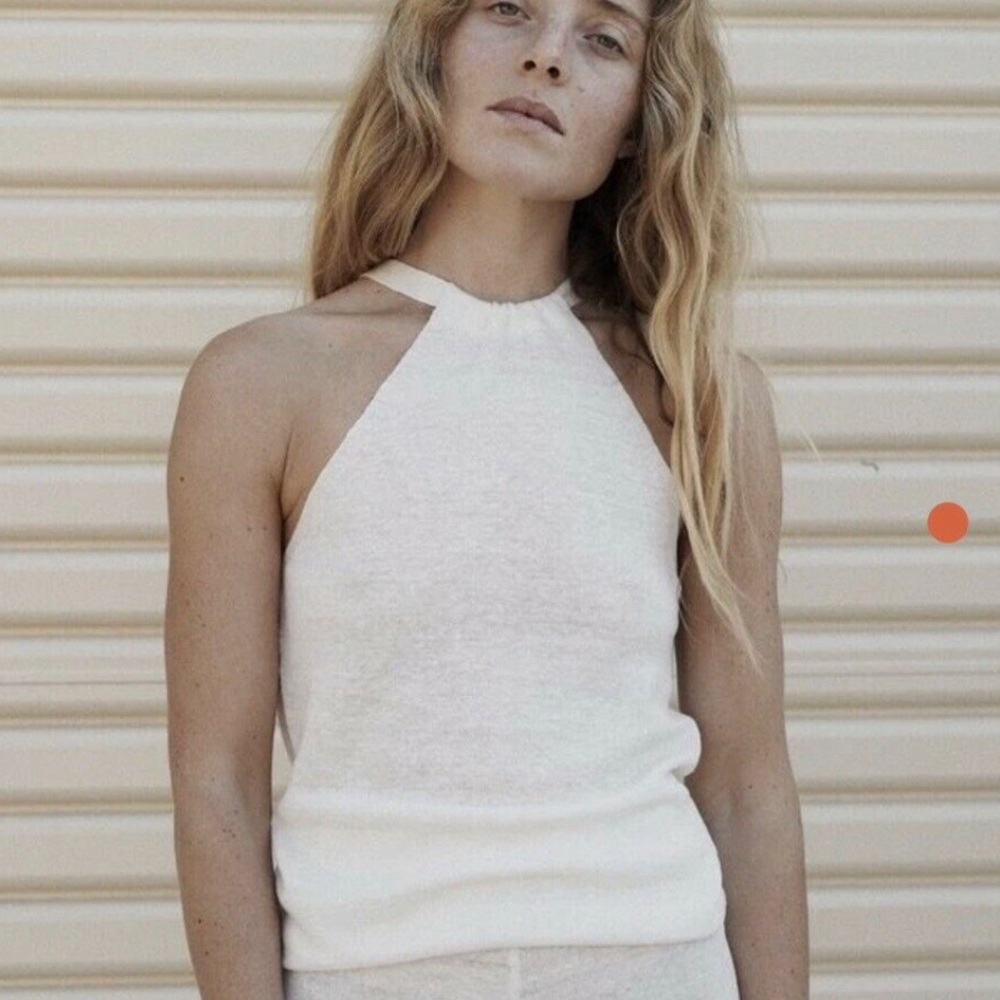 St Agni White Linen Halter Top